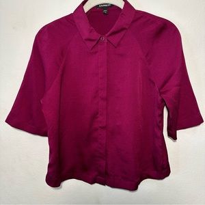 Express button down ladies shirt burgundy medium sleeves